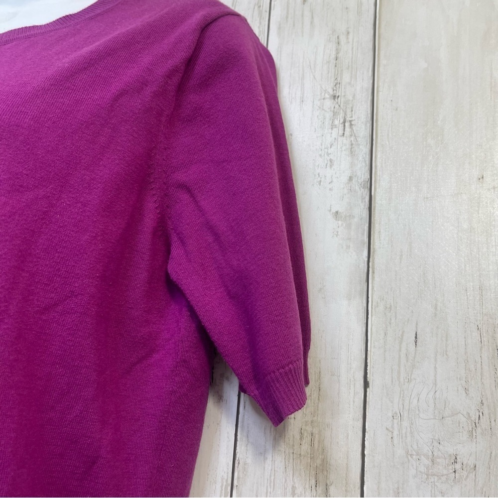 August Silk Heritage Short Sleeve Button Up Purple Cardigan Large - Picture 4 of 8
